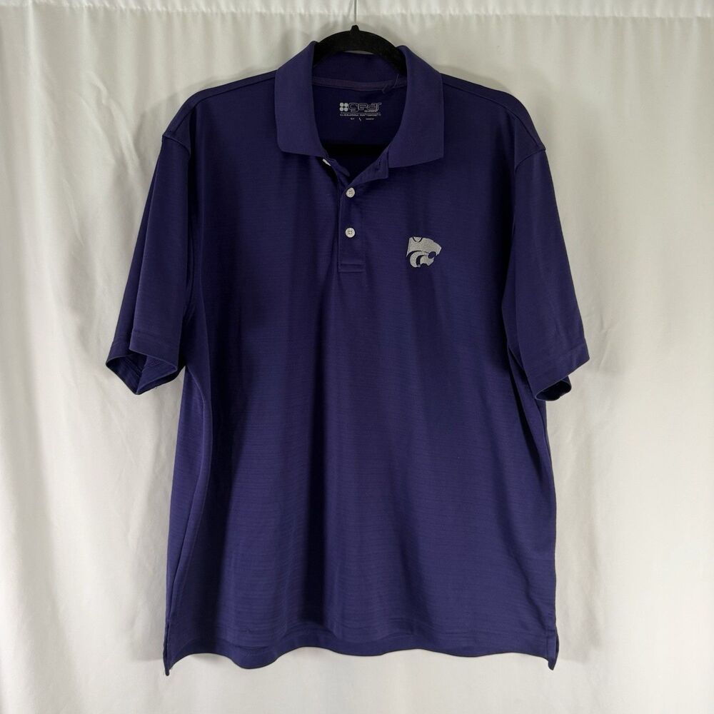 K State Wildcats Polo Men's Large Purple Short Sleeve Gear for Sports Ribbed